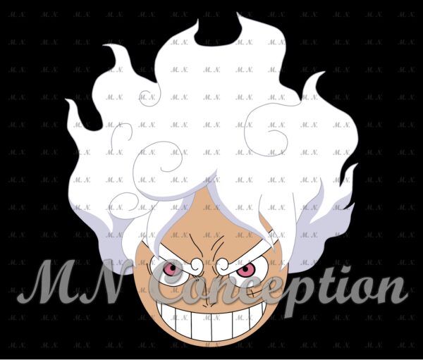 Luffy Gear 5 02 Black Background Avec Filigrane