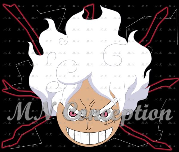 Luffy Gear 5 06 Black Background Avec Filigrane