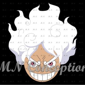 Luffy gear 5 02 black background avec filigrane