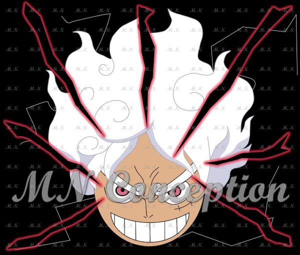 Luffy gear 5 05 black background avec filigrane