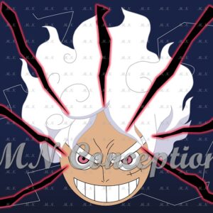 Luffy gear 5 05 blue background avec filigrane
