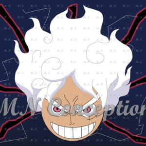 Luffy gear 5 06 blue background avec filigrane