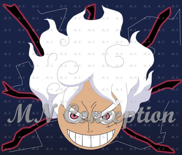 Luffy gear 5 06 blue background avec filigrane